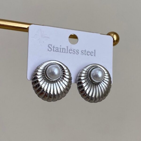 Çelik Midye İnci Küpe