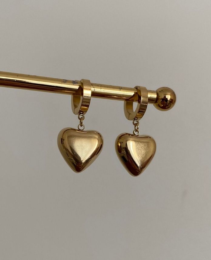 CKUSADEBALONKALPG-1.jpg Çelik Sade Balon Kalp Küpe - Görsel 1