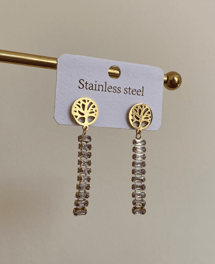 CKUYASAMAGACIBAGETG-1.png Çelik Yaşam Ağaçı Baget Küpe - Görsel 1