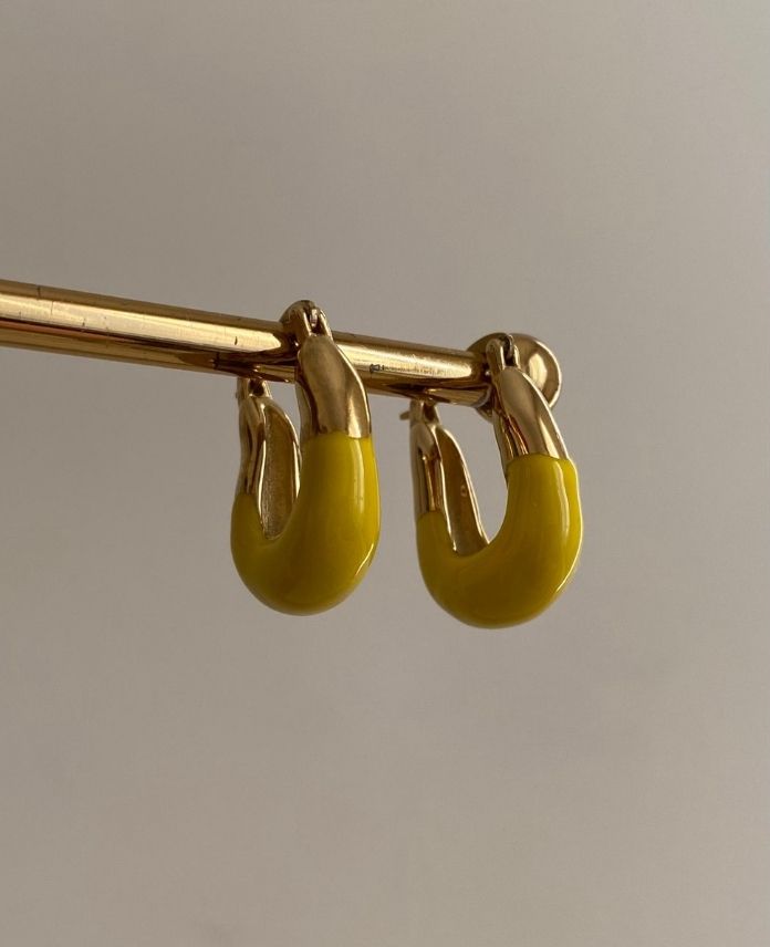 CKUYAZLIKMIDYE1SARIG-1.jpg Çelik Yazlık Midye Sarı Küpe - Görsel 1