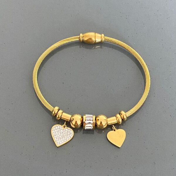 Çelik İki Kalp Taşlı Pndr