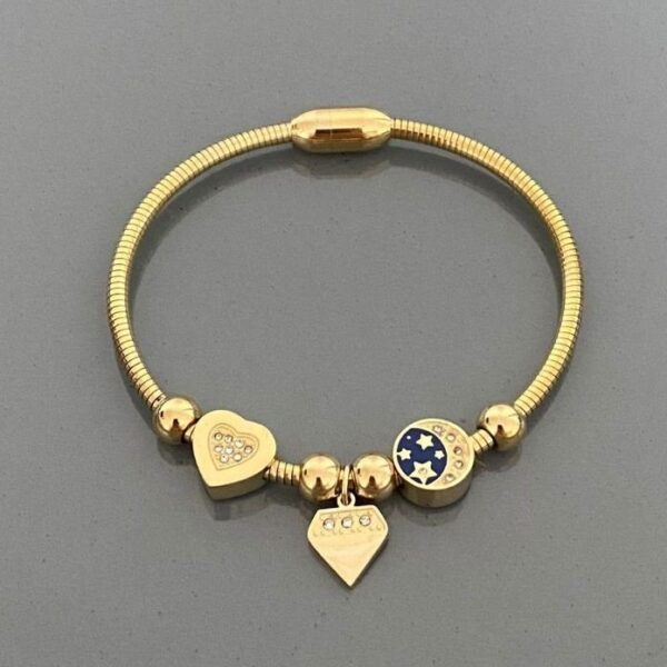 Çelik Kalp Elmas Yuvarlak Mavi Ay Pndr