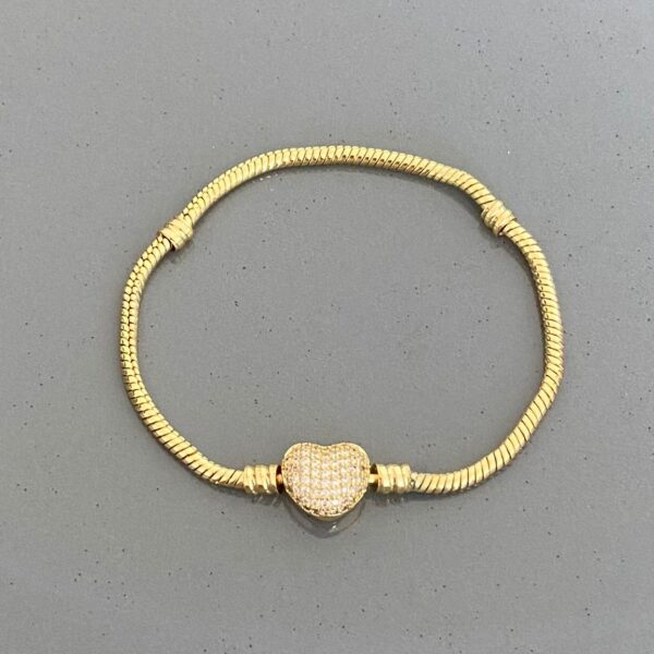 Pirinç Gerçek Kordon Kalp Taşlı Pndr