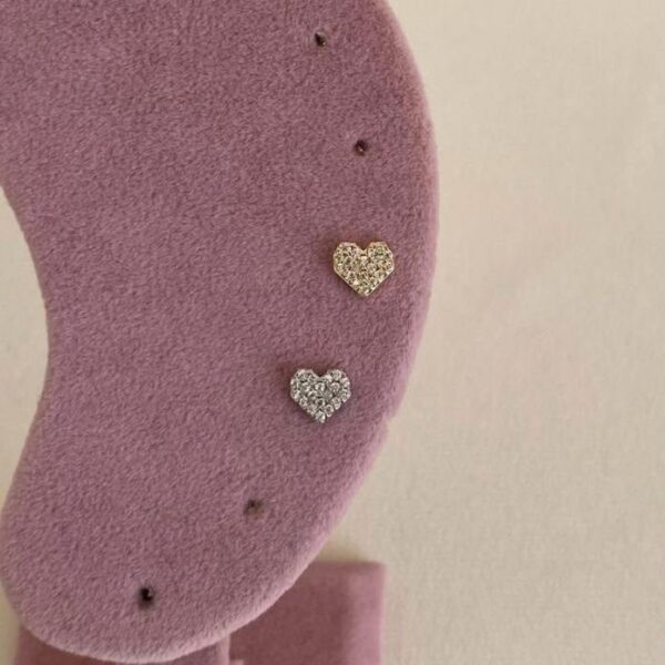 Çelik Kalp Dolu Taşlı Piercing