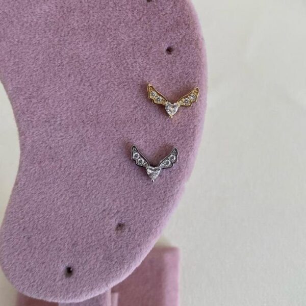 Çelik Kanat Taşlı Piercing