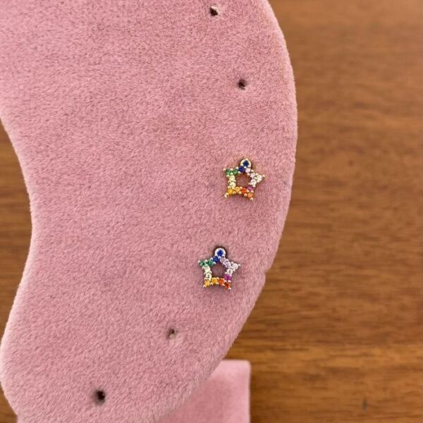 Çelik Tragus Renkli Yıldız Piercing