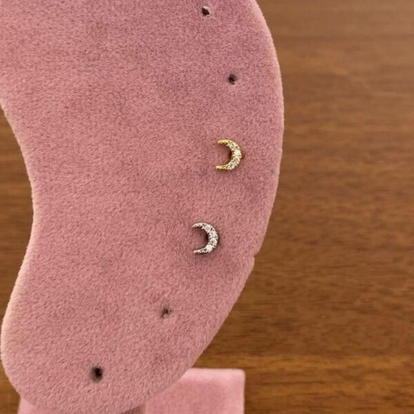 Çelik Tragus Taşlı Hilal Piercing