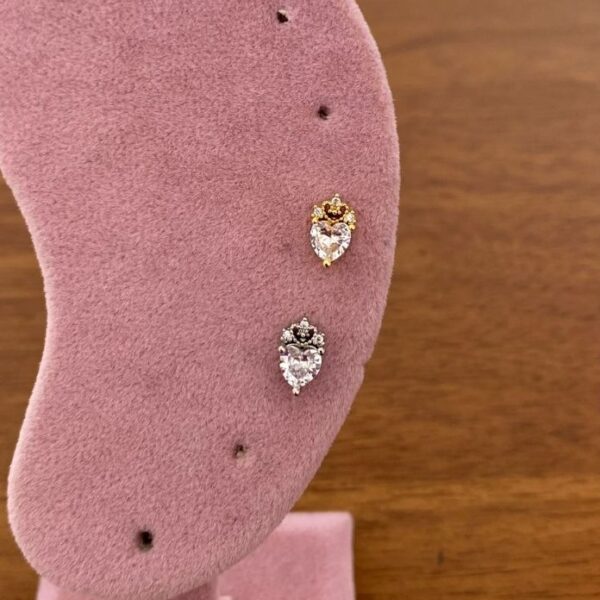 Çelik Tragus Taşlı Kalp Piercing