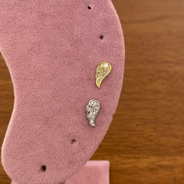 Çelik Tragus  Taşlı Melek Kanadı Piercing