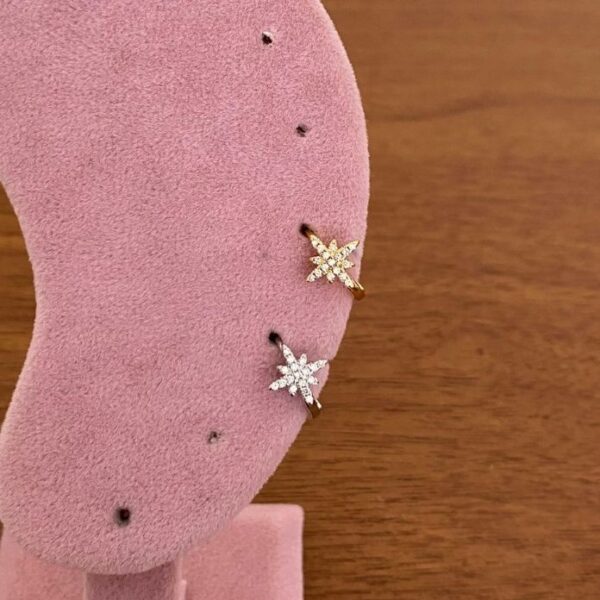 Pirinç Helix Taşlı Yıldız Piercing