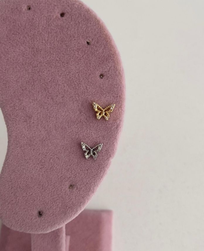 CTRKELEBEKORTASIBOS-1.jpg Çelik Kelebek Tragus Piercing (Arkası Düz) - Görsel 1