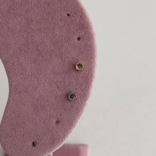 Çelik Tektaş Mor Tragus Piercing (Arkası Düz)