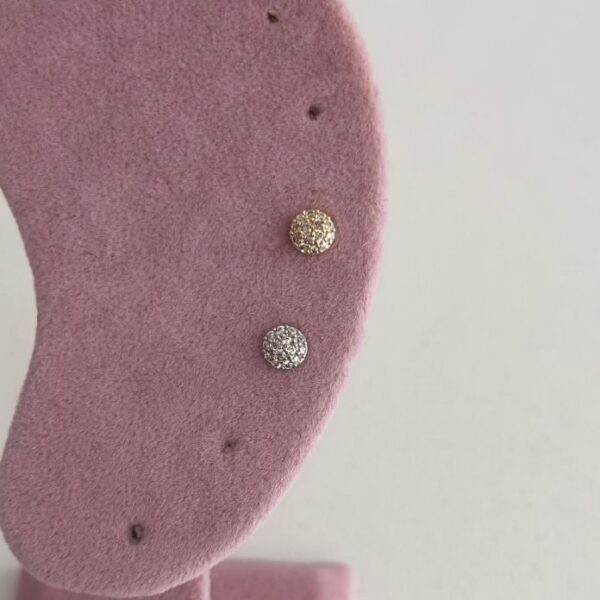 Çelik Yuvarlak Çok Taş Tragus Piercing (Arkası Düz)