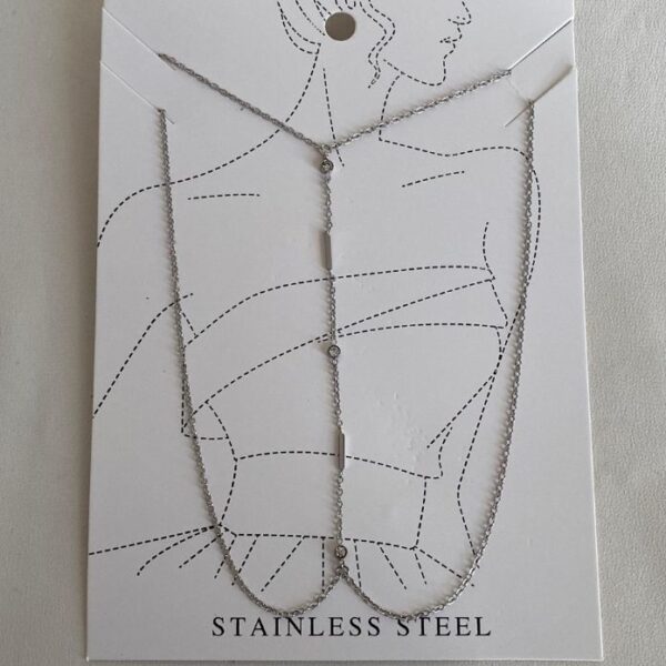 Çelik 3 Yuvarlak Taş Araklı Vücut Zinciri