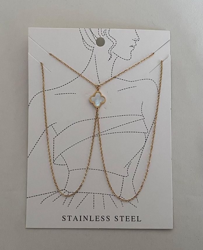 CVDBEYAZYONCATEKG-1.jpg Çelik Beyaz Yonca Tek Vücut Zinciri - Görsel 1