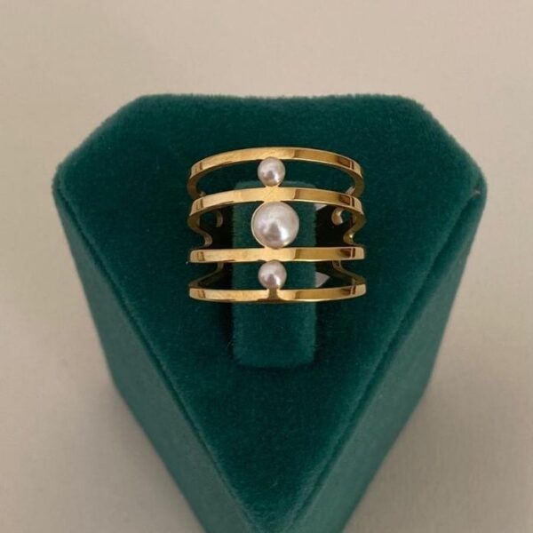 Çelik  Numaralı Şerit 3 İncili Yüzük