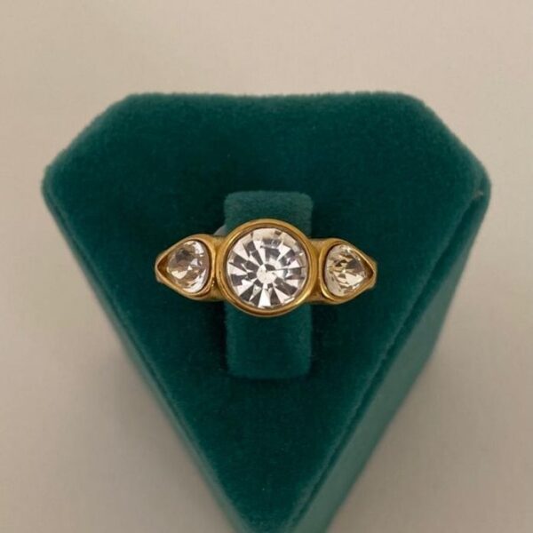 Çelik Numaralı 3 Taşlı Yüzük