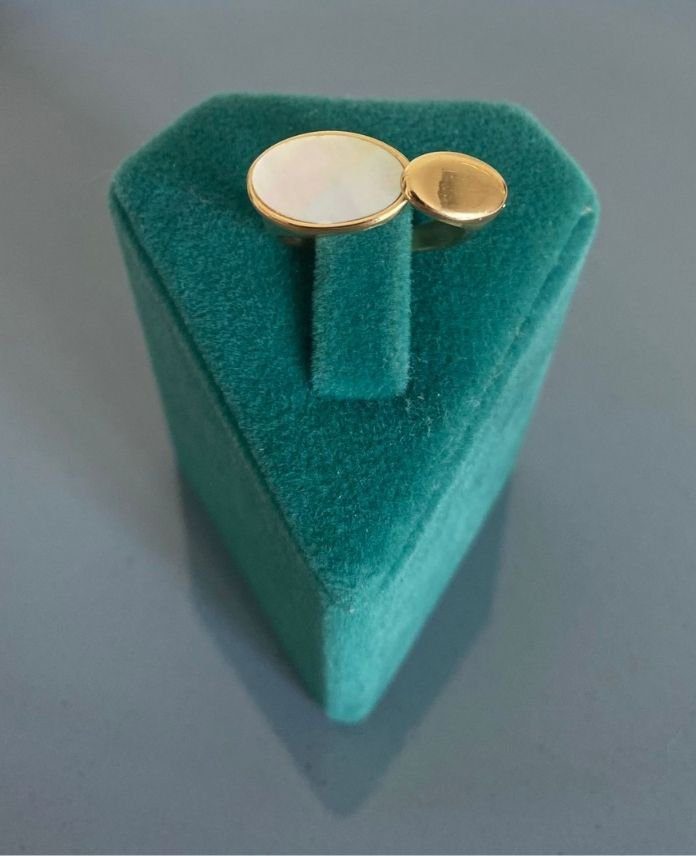 CYUAYARLAMALIELIPSSEDEFLIG-1.jpg Çelik Ayarlamalı Elips Sedef Yüzük - Görsel 1