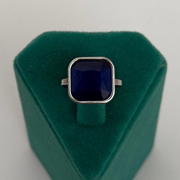 Çelik Ayarlamalı Kare Doğaltaş Lacivert Yüzük