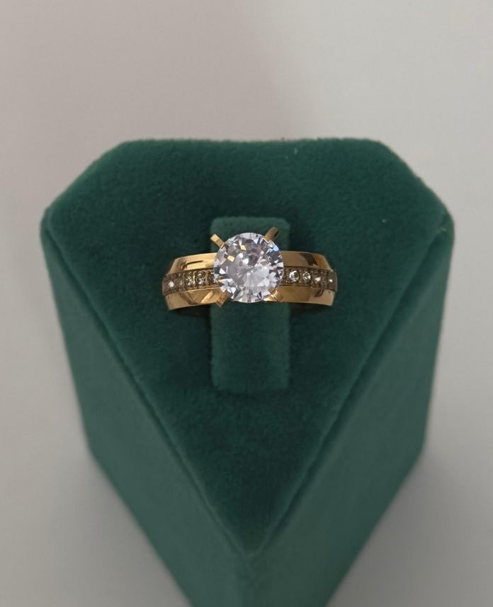 CYUAYARLAMALITEKTASINCESUYOLU1G-1.jpg Çelik Numaralı Tektaş Suyolu Yüzük - Görsel 1