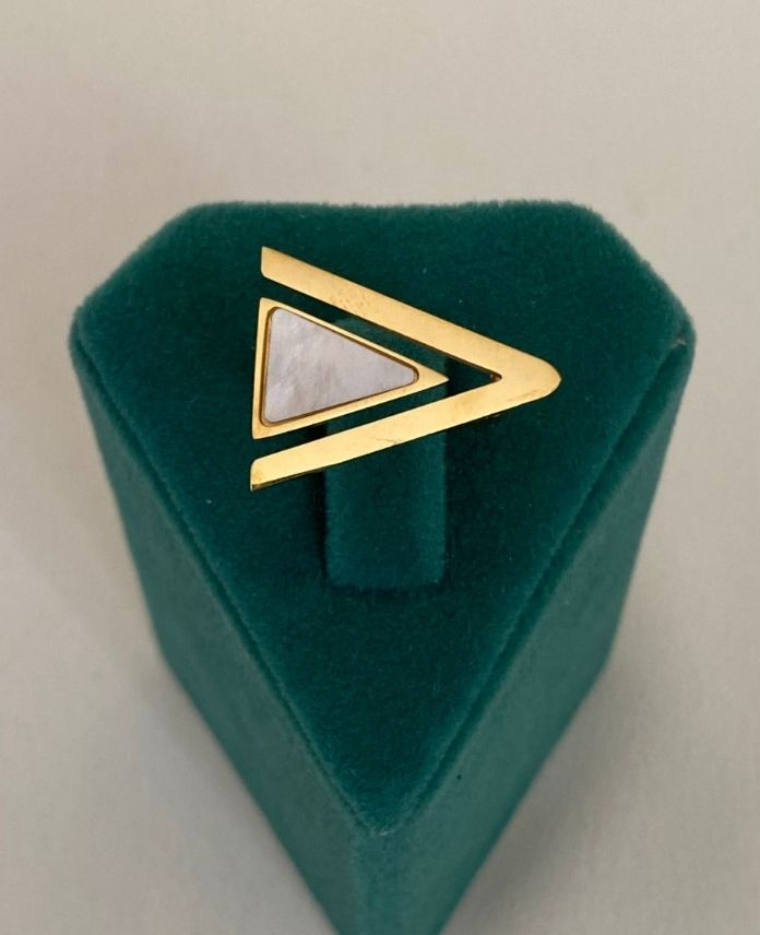 CYUAYARLAMALIUCGENSEDEFG-1.jpg Çelik Ayarlamalı Üçgen Sedef Yüzük - Görsel 1