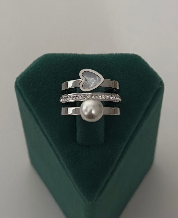 CYUAYARLAMALIUSIRASUYOLUINCIKALPSEDEFS-1.jpg Çelik Numaralı Suyolu İnci Kalp Sedef Yüzük - Görsel 1