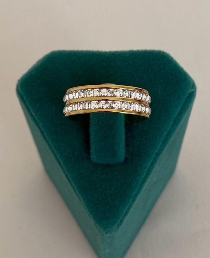 CYUNUMARALI2SIRATASG-1.jpg Çelik Numaralı 2 Sıra Taşlı Yüzük - Görsel 1