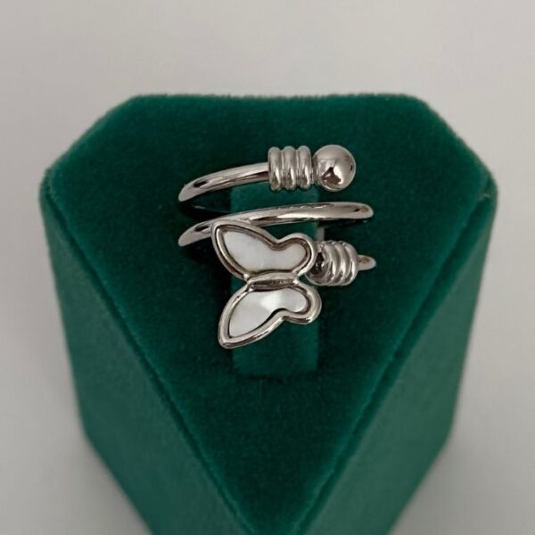 Çelik Numaralı 3 Sıra Kelebek Sedefli Yüzük