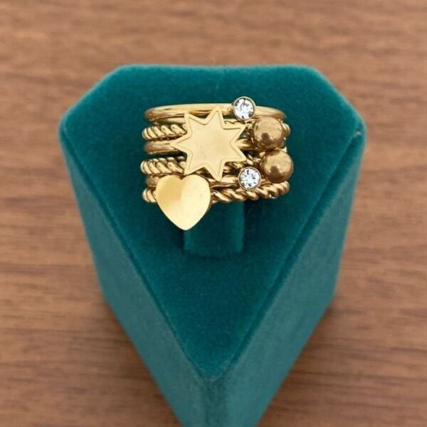 Çelik Numaralı Yıldız Kalp  Yüzük