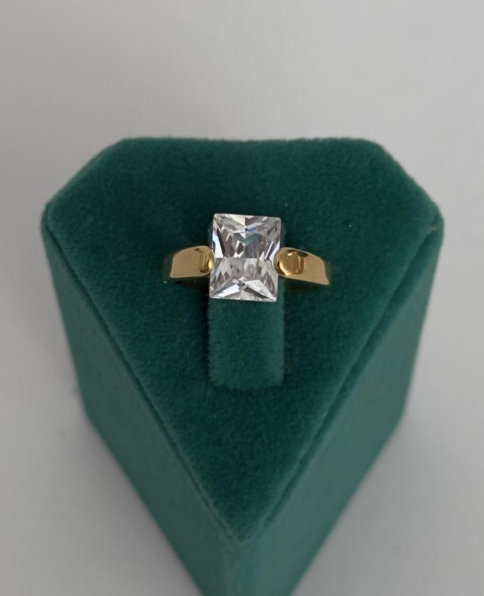 CYUNUMARALIDIKDORTGENTEKTAS2G-1.jpg Çelik Numaralı Dikdörtgen Tektaş Yüzük - Görsel 1