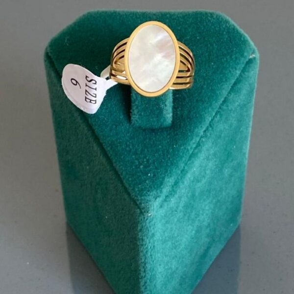 Çelik Numaralı Elips Sedef Yüzük