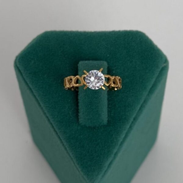 Çelik Numaralı Kalp Çoklu Tektaş Yüzük