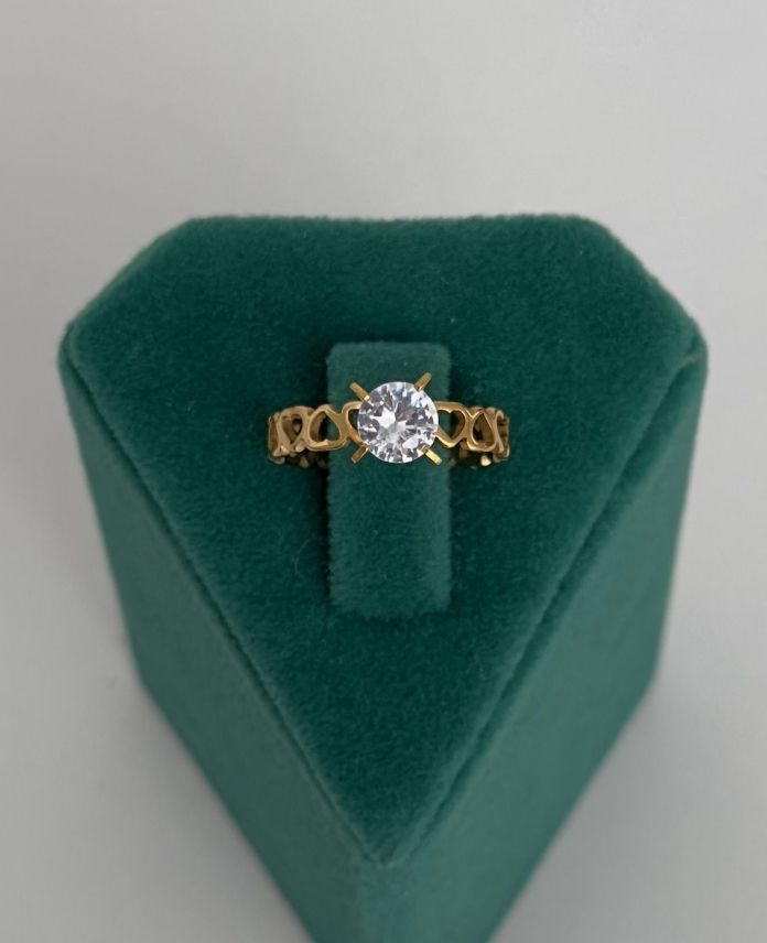 CYUNUMARALIKALPCOKLUTEKTASG-1.jpg Çelik Numaralı Kalp Çoklu Tektaş Yüzük - Görsel 1