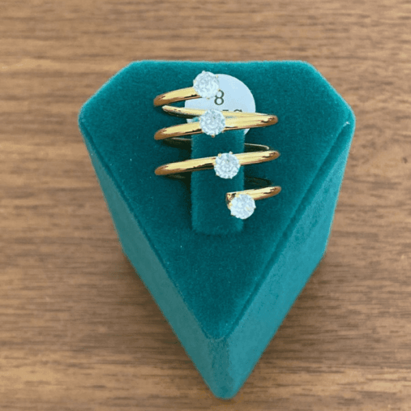 Çelik Numaralı Sarma Taşlı Yüzük