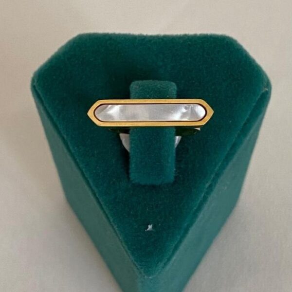 Çelik Numaralı Uzun Altıgen Sedef Yüzük