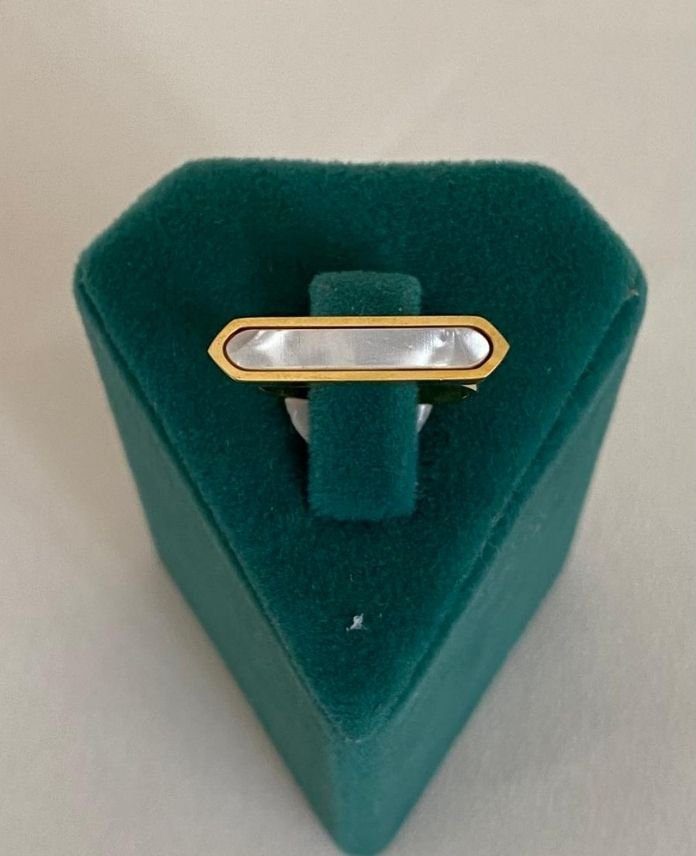 CYUNUMARALIUZUNALTIGENSEDEFLIG-1.jpg Çelik Numaralı Uzun Altıgen Sedef Yüzük - Görsel 1