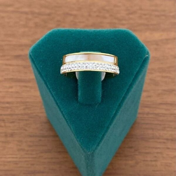 Çelik Numaralı Dikdörtgen Sedef Yüzük