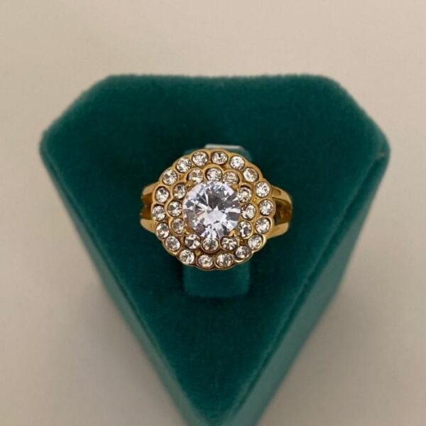 Çelik Numaralı Yuvarlak Taşlı Yüzük