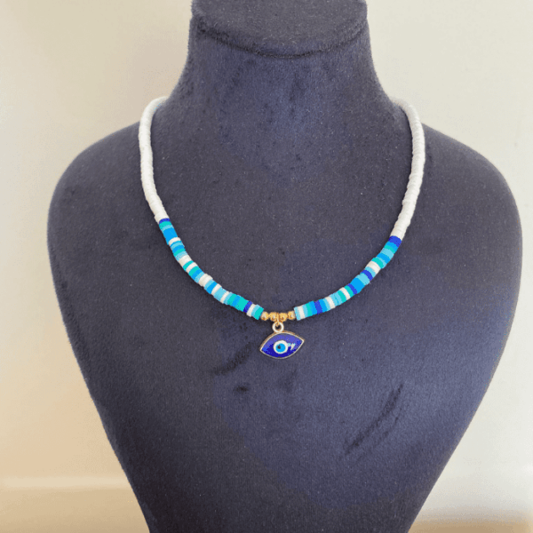 Fimo Beyaz Mavi Nazarlık