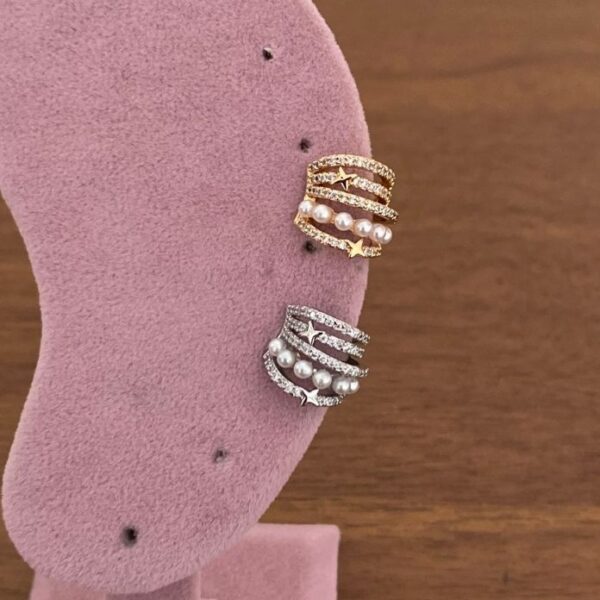 Pirinç İncili Taş Earcuff