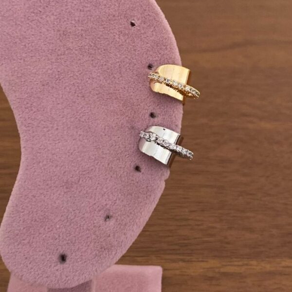 Pirinç Plakalı Taşlı Earcuff