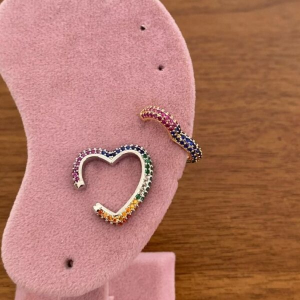 Pirinç Renkli Kalp Earcuff