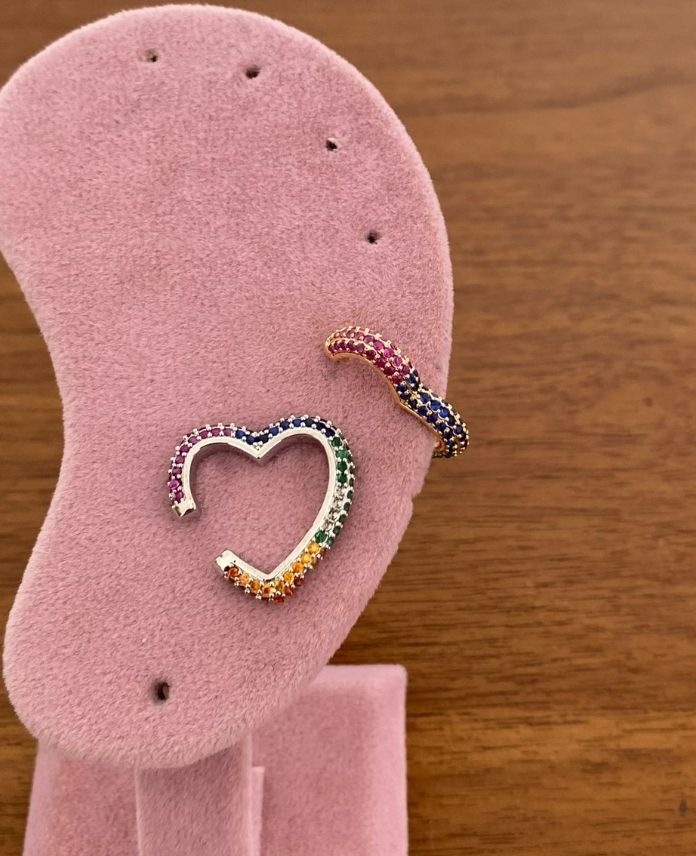 PIEARENKLIKALPG-1.jpg Pirinç Renkli Kalp Earcuff - Görsel 1