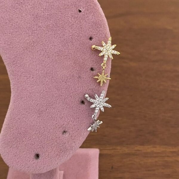 Pirinç Sallanan Yıldız Earcuff