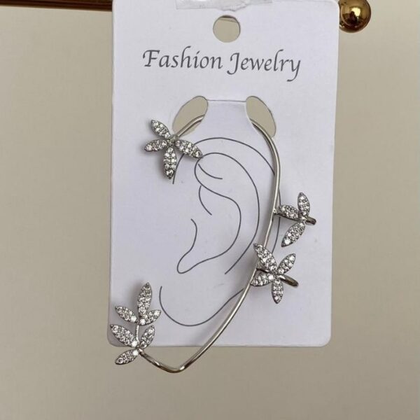 Pirinç Taşlı Yaprak Earcuff