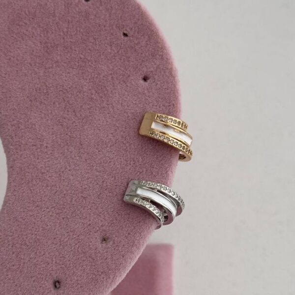 Pirinç Ortası Sedef Earcuff Silver