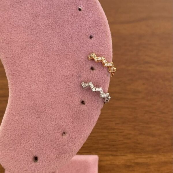 Pirinç Zigzag Taşlı Earcuff