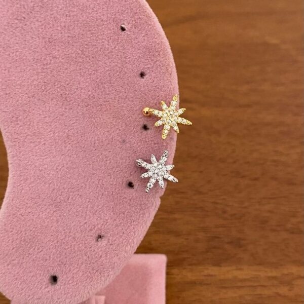 Pirinç Taşlı Yıldız  Earcuff
