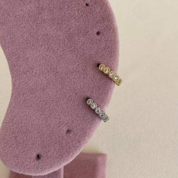 Pirinç Halka Yuvarlak Taşlı Helix