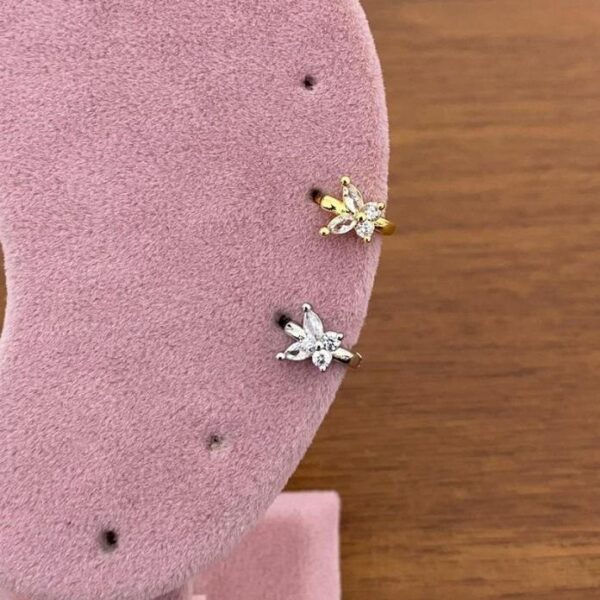 Pirinç Minik Taşlı Kelebek Helix